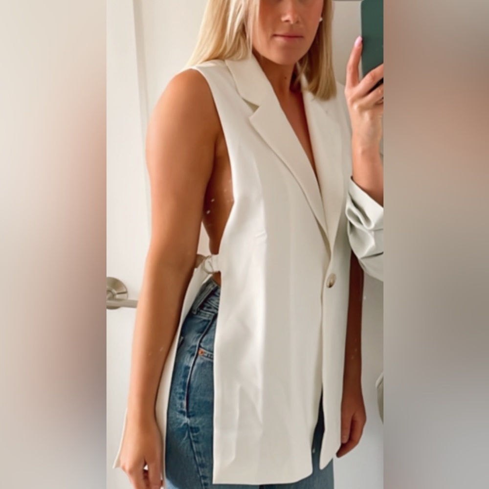 Single Button Up White Blouse - image 1